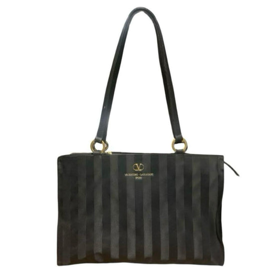 Valentino Garavani SPORT Hand Bag Tote Purse Logo Black Authentic