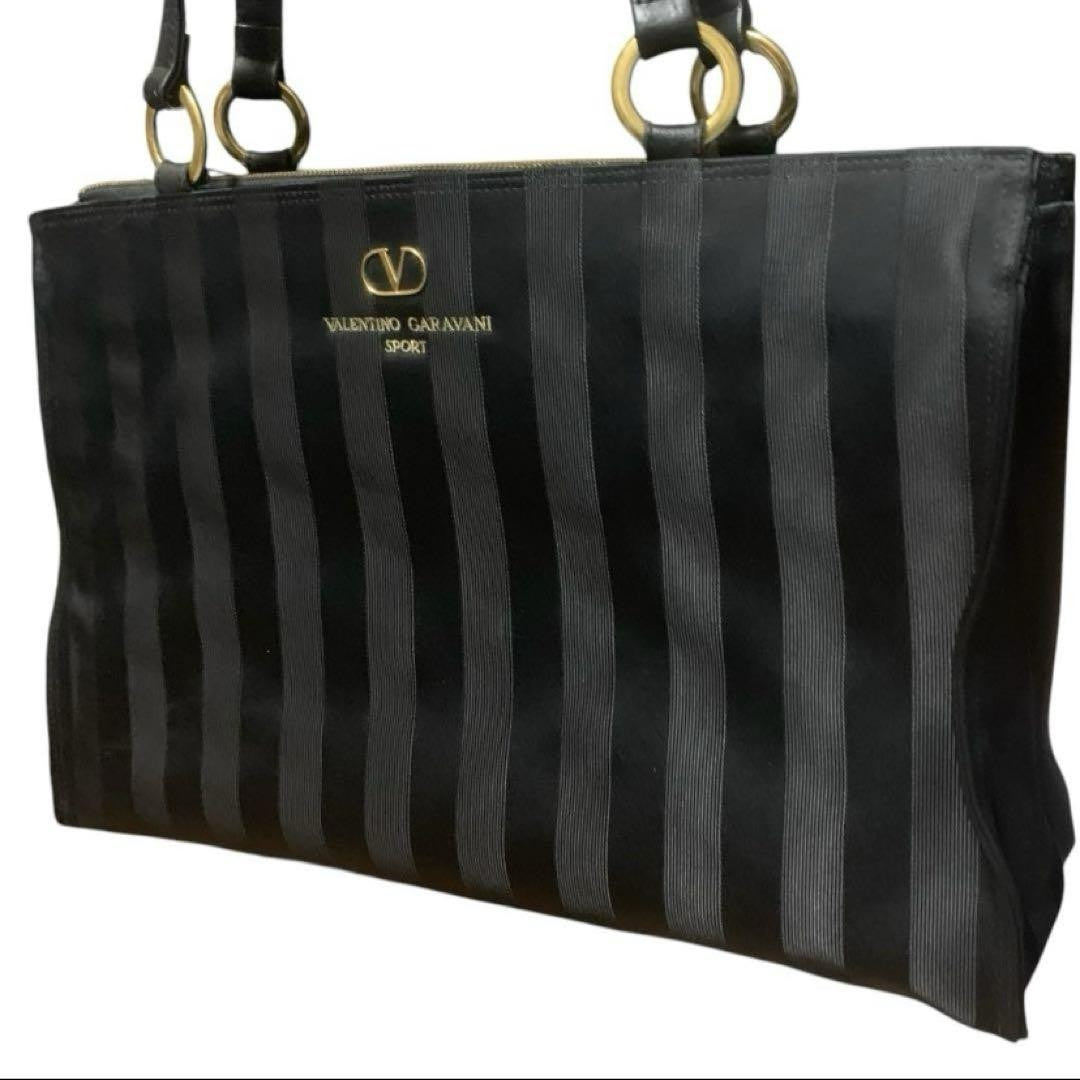 Valentino Garavani SPORT Hand Bag Tote Purse Logo Black Authentic