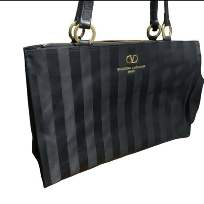 Valentino Garavani SPORT Hand Bag Tote Purse Logo Black Authentic