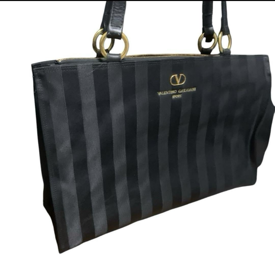 Valentino Garavani SPORT Hand Bag Tote Purse Logo Black Authentic