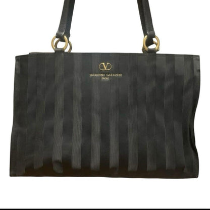 Valentino Garavani SPORT Hand Bag Tote Purse Logo Black Authentic