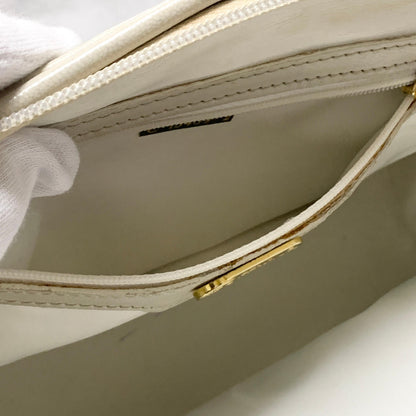 FENDI Bag FF Boston Hand Tote Purse   Leather White Gold Used Authentic