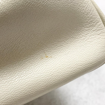 FENDI Bag FF Boston Hand Tote Purse   Leather White Gold Used Authentic