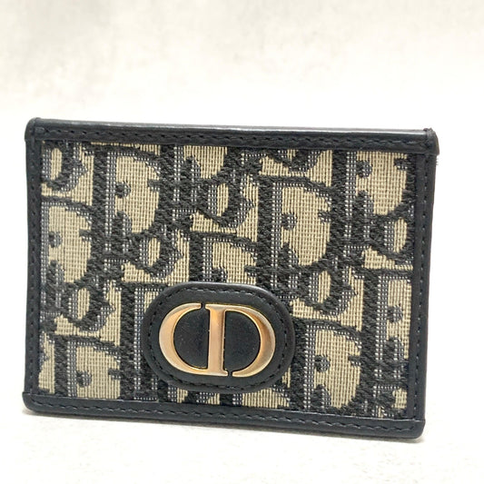 Christian Dior Card  Holder Oblique Trotter CD Case Wallet Compact Purse Canvas