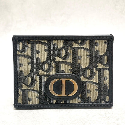 Christian Dior Card  Holder Oblique Trotter CD Case Wallet Compact Purse Canvas
