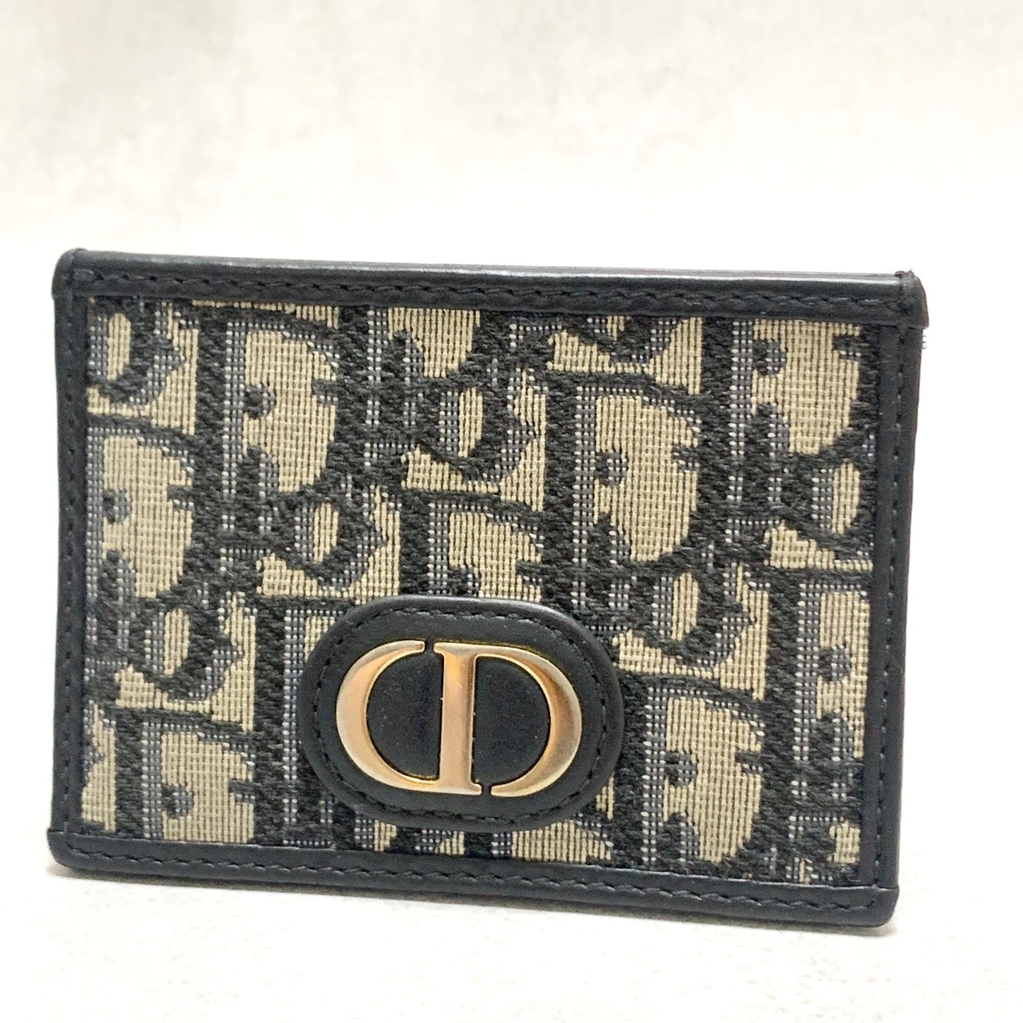 Christian Dior Card  Holder Oblique Trotter CD Case Wallet Compact Purse Canvas