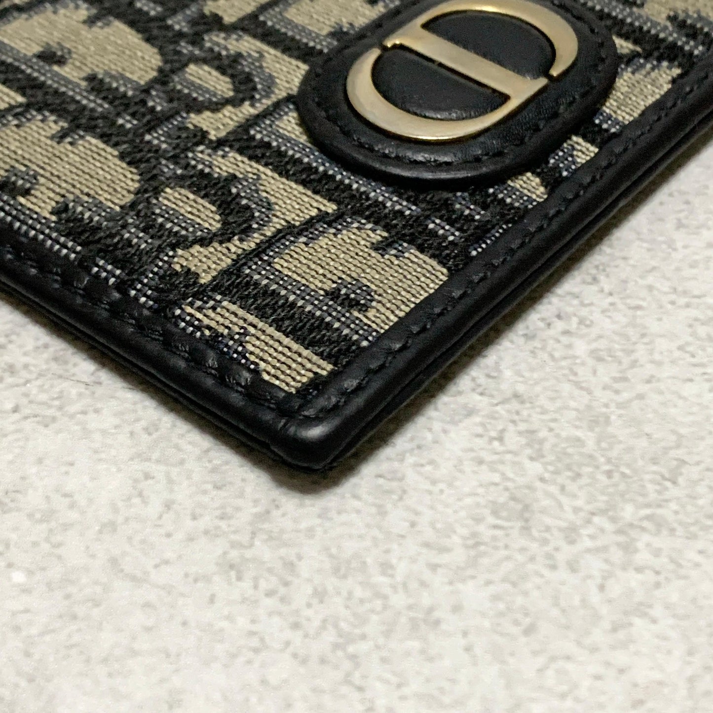 Christian Dior Card  Holder Oblique Trotter CD Case Wallet Compact Purse Canvas