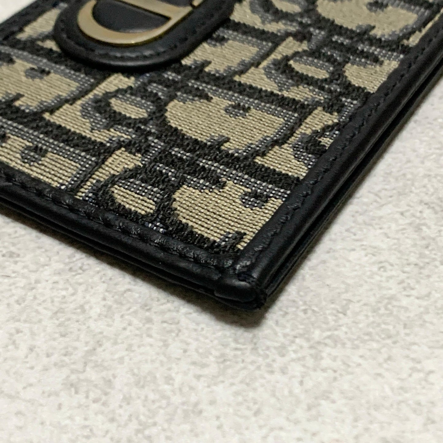 Christian Dior Card  Holder Oblique Trotter CD Case Wallet Compact Purse Canvas