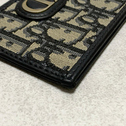 Christian Dior Card  Holder Oblique Trotter CD Case Wallet Compact Purse Canvas