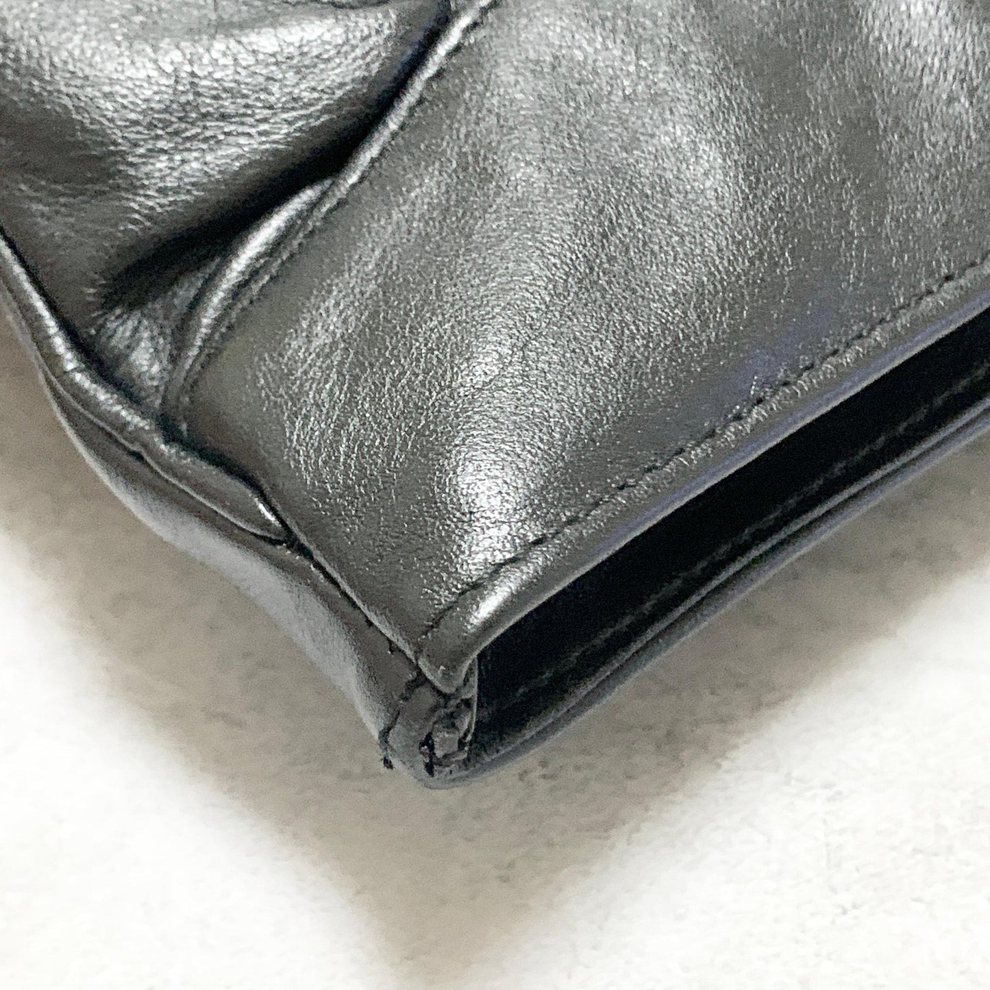 Christian Dior Bag CD Clutch Purse Hand Leather Black Gold Used Authentic