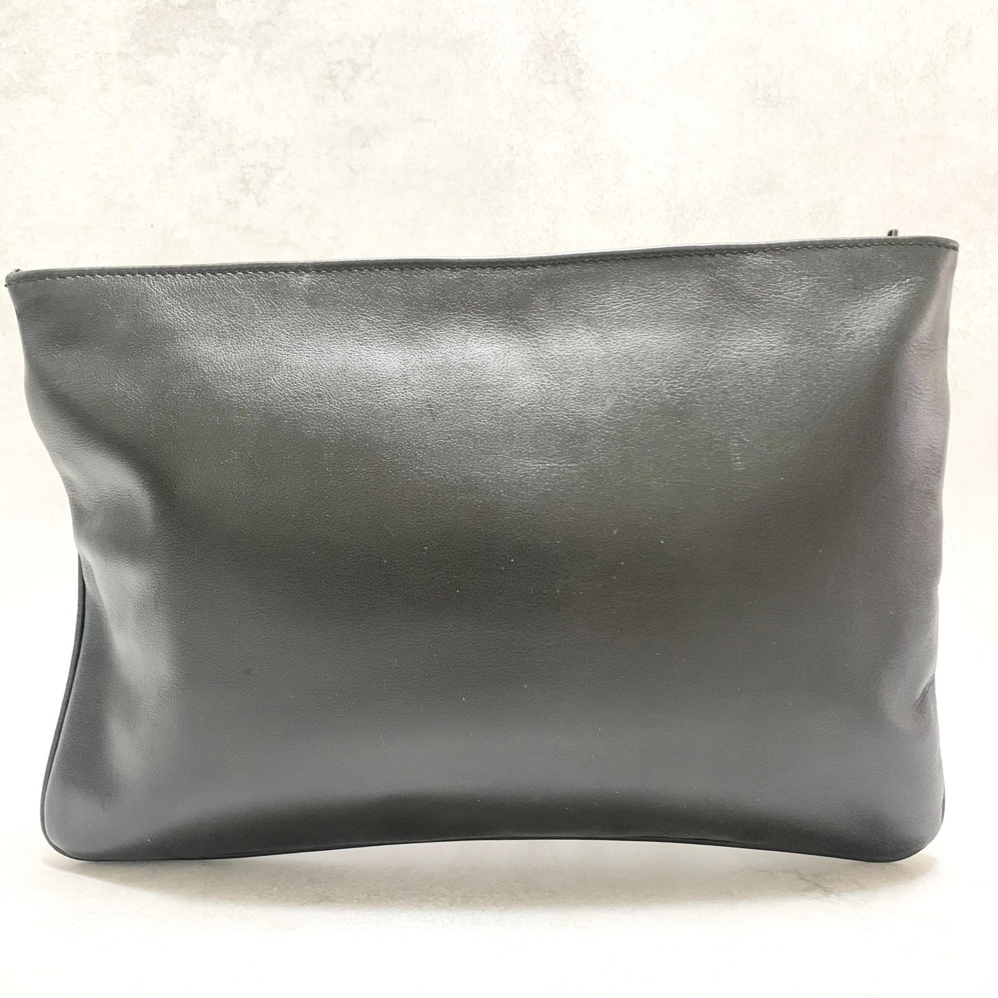 Christian Dior Bag CD Clutch Purse Hand Leather Black Gold Used Authentic