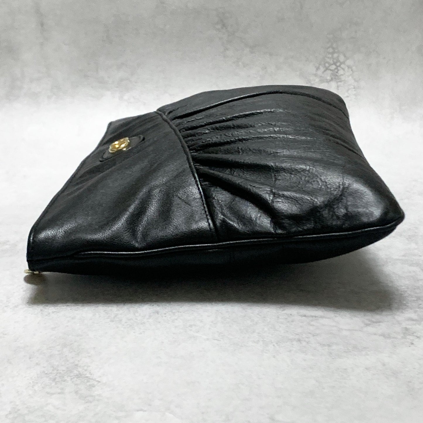 Christian Dior Bag CD Clutch Purse Hand Leather Black Gold Used Authentic
