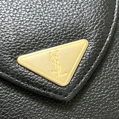 Saint Laurent Bag YSL Cassandra Clutch Purse Hand Leather Black Gold Authentic