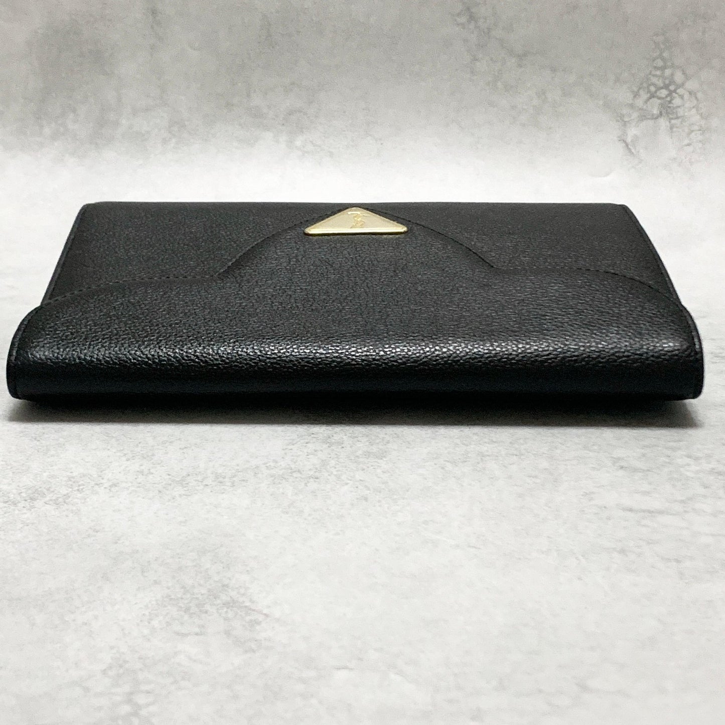 Saint Laurent Bag YSL Cassandra Clutch Purse Hand Leather Black Gold Authentic