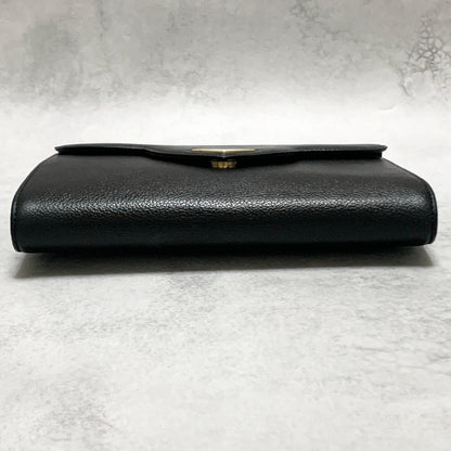 Saint Laurent Bag YSL Cassandra Clutch Purse Hand Leather Black Gold Authentic