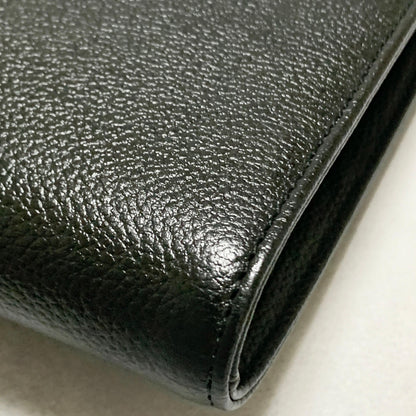 Saint Laurent Bag YSL Cassandra Clutch Purse Hand Leather Black Gold Authentic