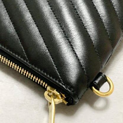 Saint Laurent Bag YSL Cassandra Quilted Clutch Purse Hand Black Leather Gold