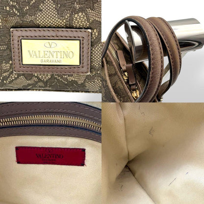 Valentino Garavani Hand Bag Tote Purse Logo PVC Leather Brown Authentic