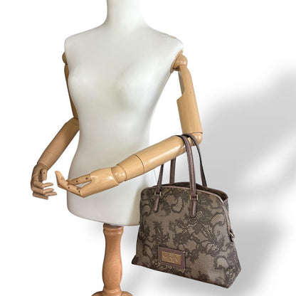 Valentino Garavani Hand Bag Tote Purse Logo PVC Leather Brown Authentic