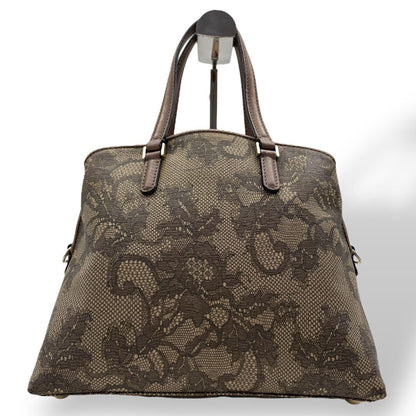 Valentino Garavani Hand Bag Tote Purse Logo PVC Leather Brown Authentic