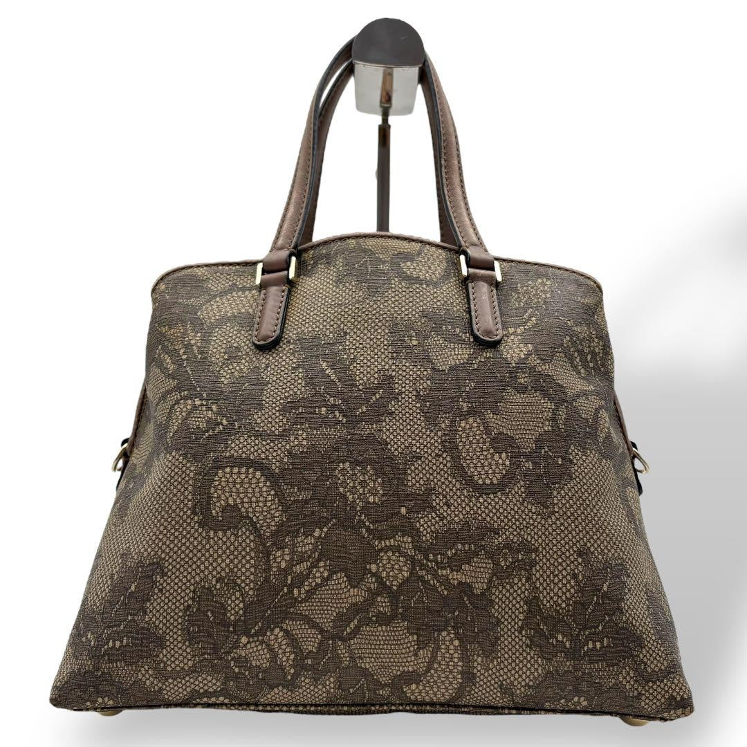 Valentino Garavani Hand Bag Tote Purse Logo PVC Leather Brown Authentic
