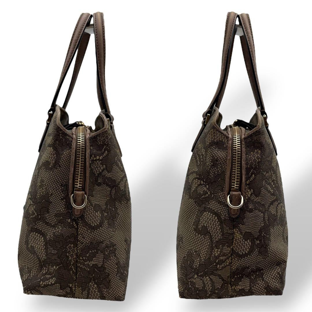 Valentino Garavani Hand Bag Tote Purse Logo PVC Leather Brown Authentic