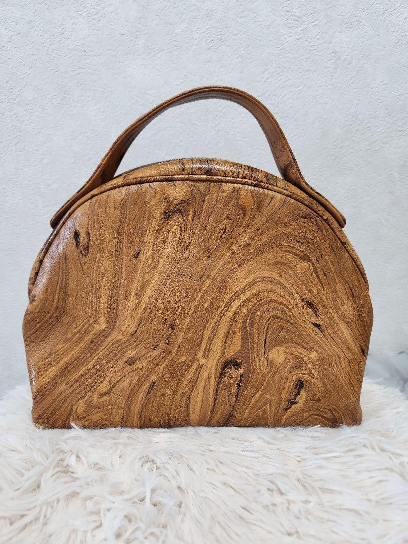 Valentino Hand Bag Tote Purse Logo Leather Brown Authentic