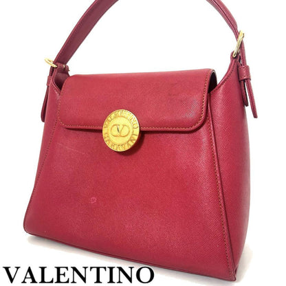 Valentino Garavani Hand Bag Tote Purse Logo Leather Pink Authentic