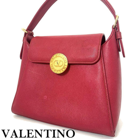 Valentino Garavani Hand Bag Tote Purse Logo Leather Pink Authentic