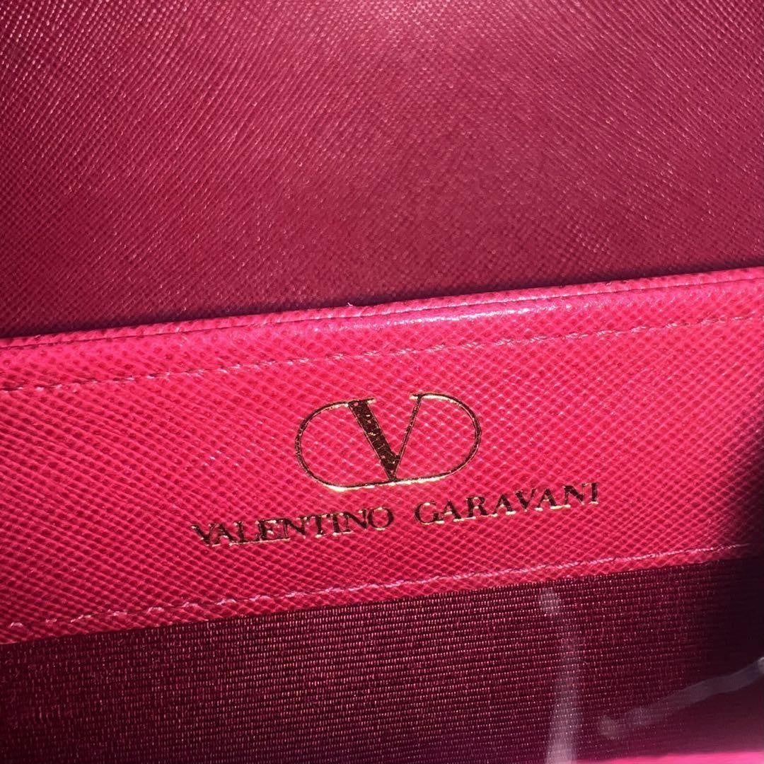 Valentino Garavani Hand Bag Tote Purse Logo Leather Pink Authentic