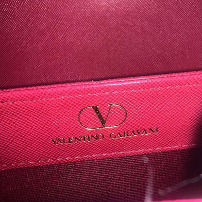Valentino Garavani Hand Bag Tote Purse Logo Leather Pink Authentic