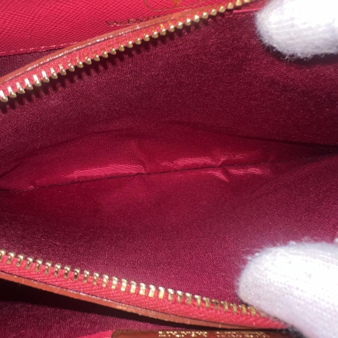 Valentino Garavani Hand Bag Tote Purse Logo Leather Pink Authentic