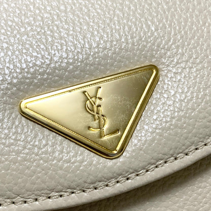 Saint Laurent Bag YSL Cassandra Shoulder Purse Leather BeigeYellow Gold Auth