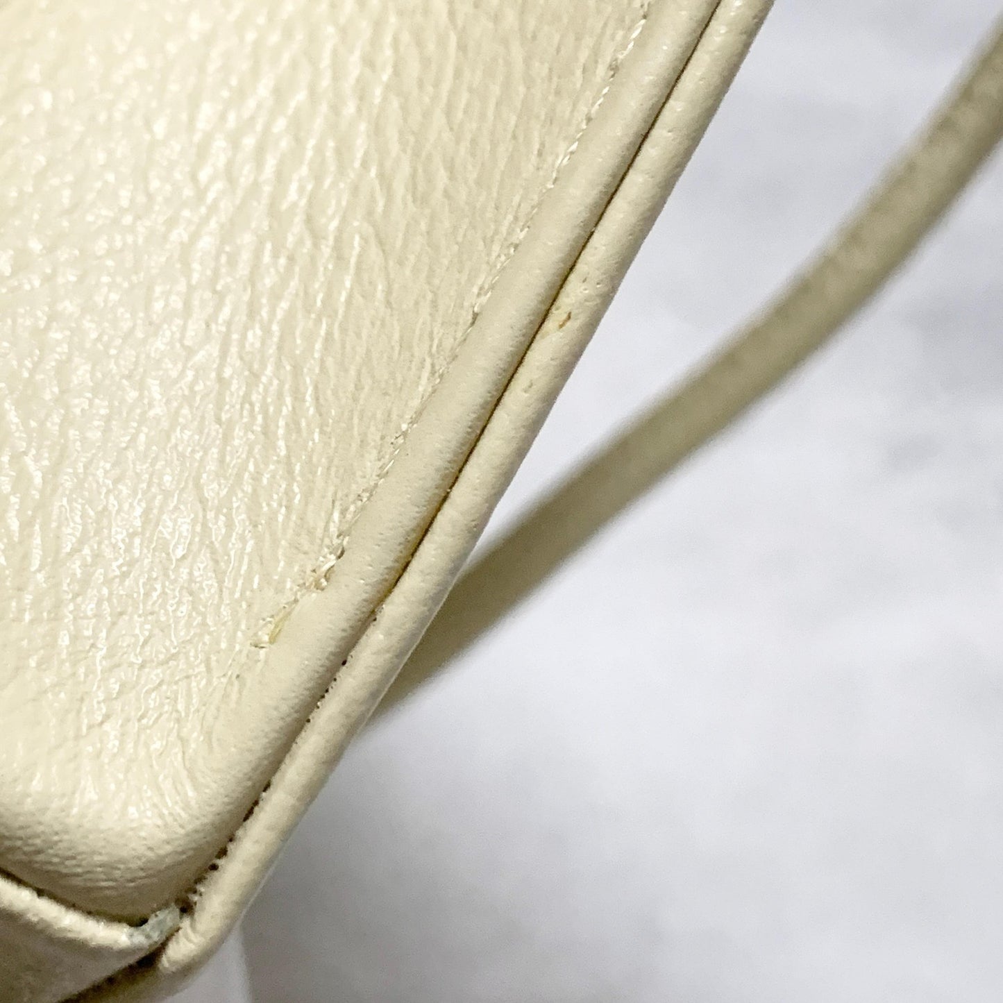 Saint Laurent Bag YSL Cassandra Shoulder Purse Leather BeigeYellow Gold Auth