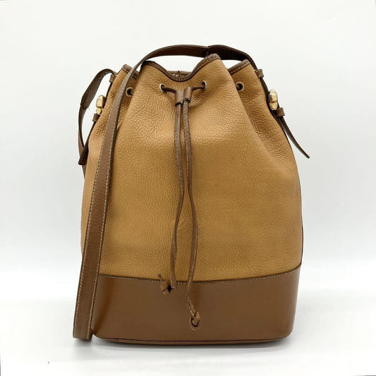LOEWE Shoulder Bag Purse Anagram Leather Brown Authentic
