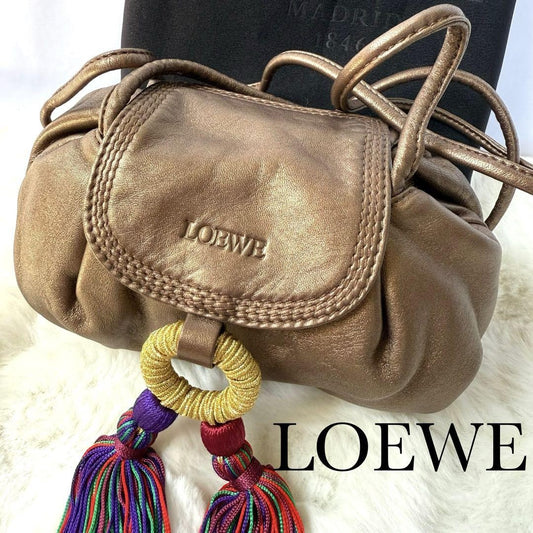 LOEWE Shoulder Bag Purse Leather Brown Authentic