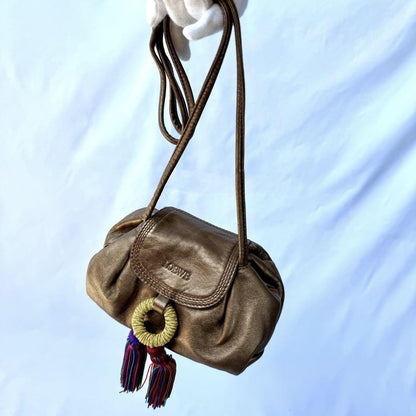 LOEWE Shoulder Bag Purse Leather Brown Authentic