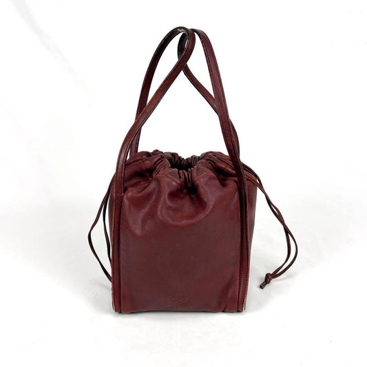 LOEWE Hand Bag Tote Purse Leather Red Authentic