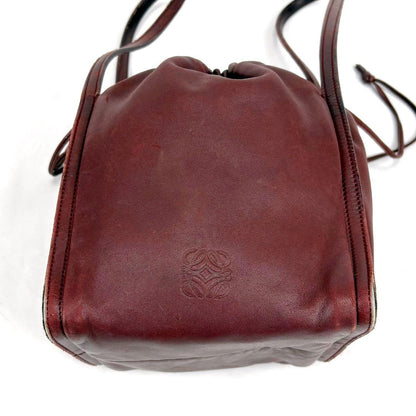 LOEWE Hand Bag Tote Purse Leather Red Authentic