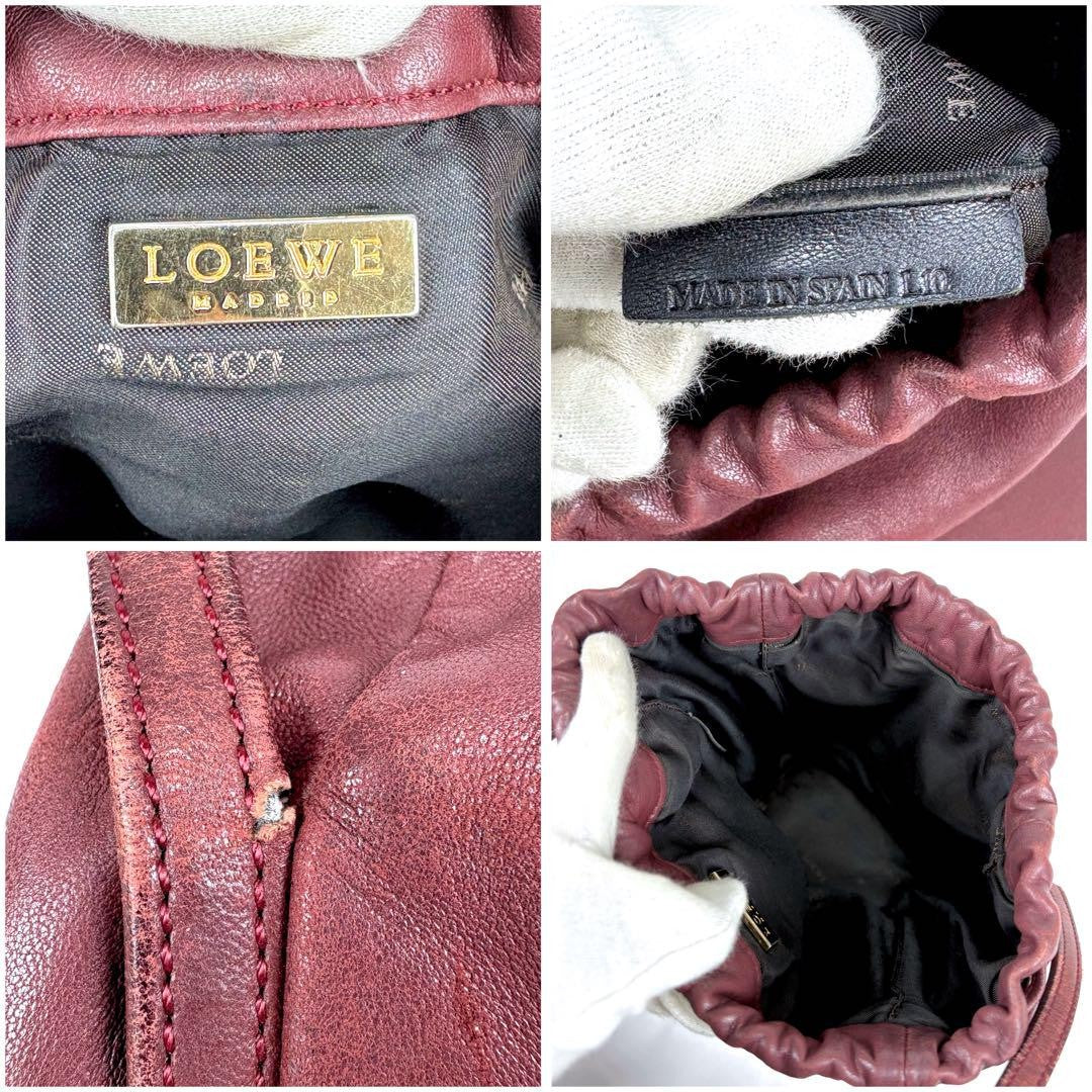 LOEWE Hand Bag Tote Purse Leather Red Authentic