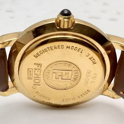 FENDI Quartz Watch Wristwatch FF Logo Gold Women's Authentic