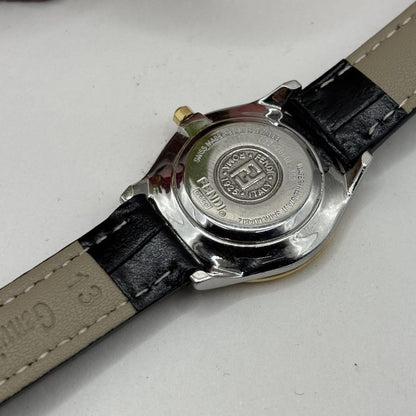 FENDI 2000L Quartz Watch Wristwatch FF Logo White Gold Women's Authentic