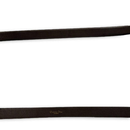 Christian Dior Men's Belt Leather Brown Silver Authentic