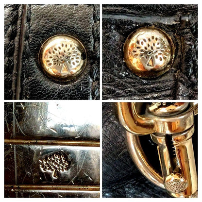 MULBERRY Purse Hand Bag Tote convertible shoulder bag Leather Black Authentic