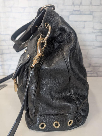 MULBERRY Purse Hand Bag Tote convertible shoulder bag Leather Black Authentic
