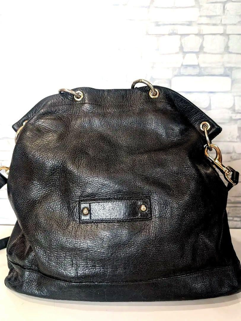MULBERRY Purse Hand Bag Tote convertible shoulder bag Leather Black Authentic