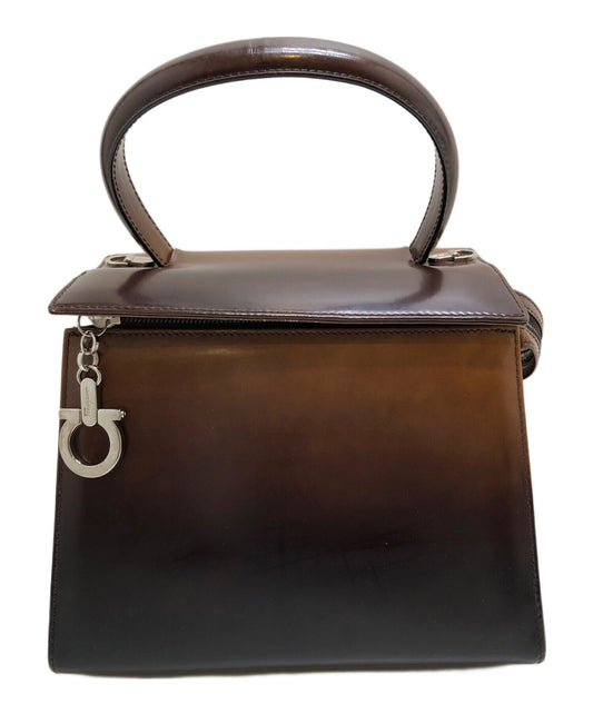 Salvatore Ferragamo Shoulder Bag Purse Gancini Leather Brown Authentic