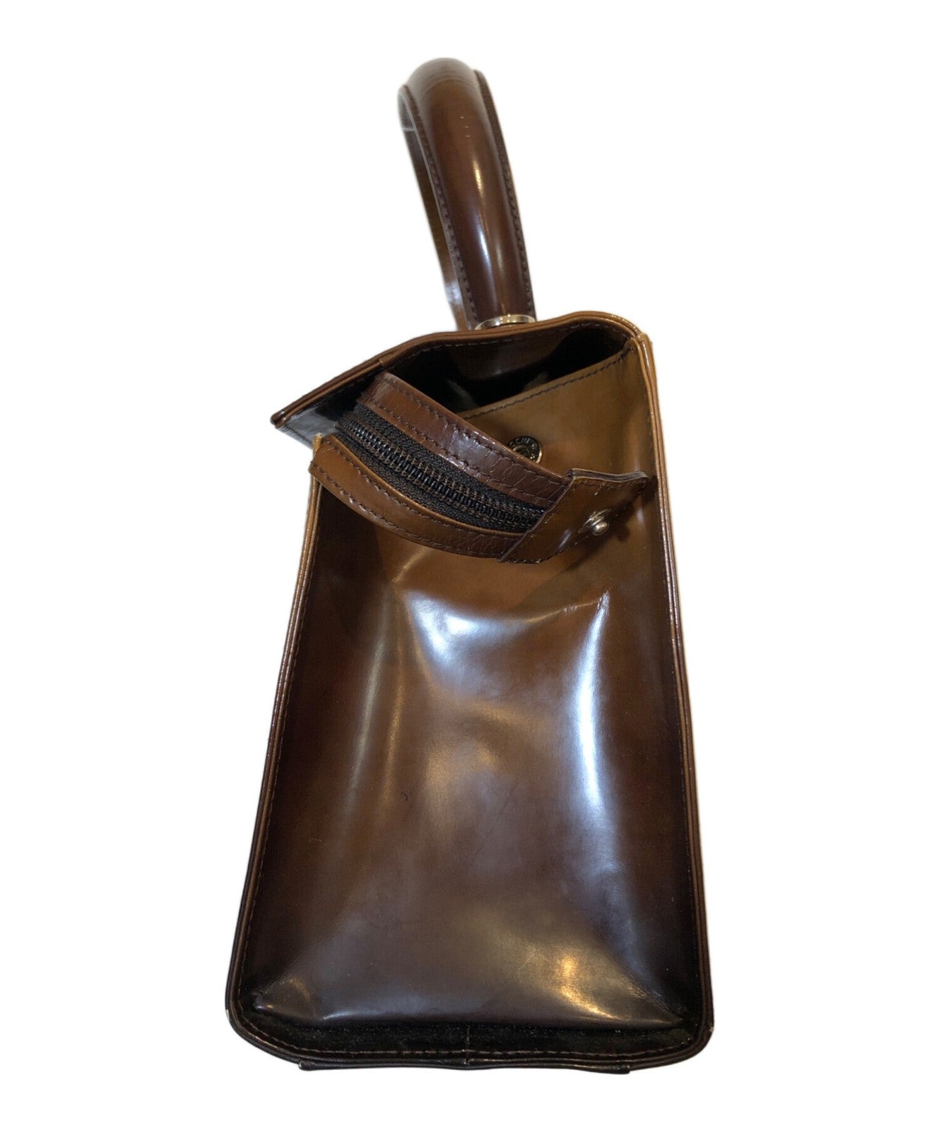 Salvatore Ferragamo Shoulder Bag Purse Gancini Leather Brown Authentic