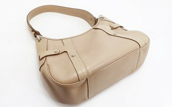 Salvatore Ferragamo Shoulder Bag Purse Leather Beige Authentic