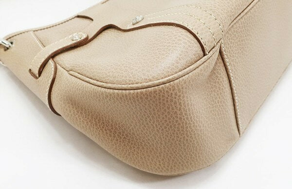 Salvatore Ferragamo Shoulder Bag Purse Leather Beige Authentic